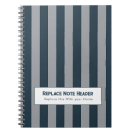 Cuaderno Rayas verticales personalizadas azul gris