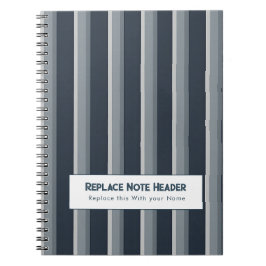 Cuaderno Rayas Verticales Personalizadas Azul Gris
