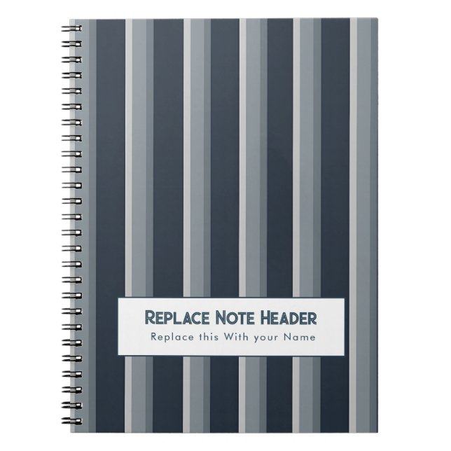 Cuaderno Rayas Verticales Personalizadas Azul Gris (Frente)