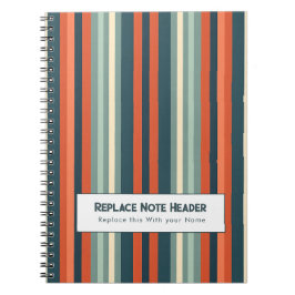 Cuaderno Rayas Verticales Personalizadas Verde Azul Óxido