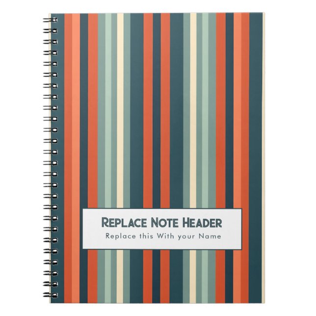 Cuaderno Rayas Verticales Personalizadas Verde Azul Óxido (Frente)