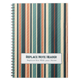 Cuaderno Rayas Verticales Personalizadas Verde Azul Óxido