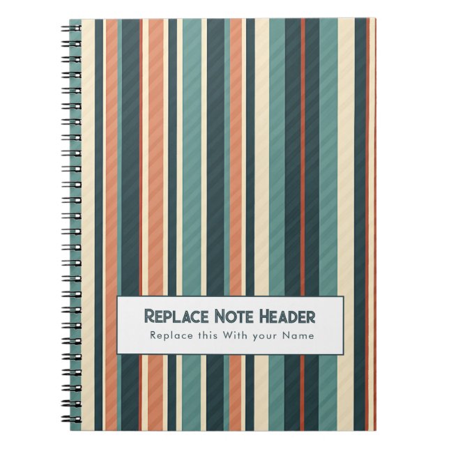 Cuaderno Rayas Verticales Personalizadas Verde Azul Óxido (Frente)