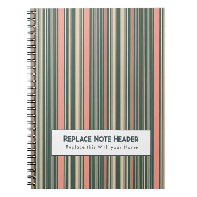 Cuaderno Rayas Verticales Personalizadas Verde Azul Rosa (Frente)