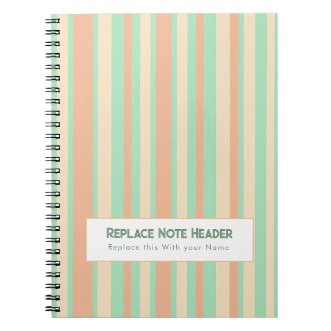 Cuaderno Rayas Verticales Personalizadas Verde Naranja (Frente)