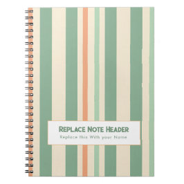 Cuaderno Rayas verticales personalizadas verde naranja