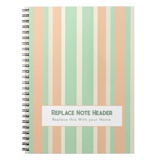 Cuaderno Rayas verticales personalizadas verde naranja (Frente)
