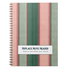 Cuaderno Rayas verticales personalizadas verde y rosa