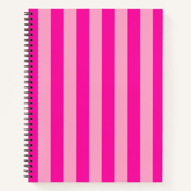 Cuaderno Rayas verticales rosadas calientes (Anverso)