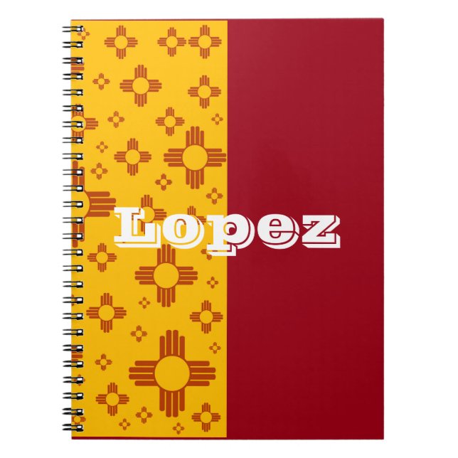 Cuaderno Rayas verticales Zia Sol Rojo Amarillo Nuevo Méxic (Frente)
