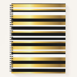 Cuaderno Rayas Vintage Negras, Doradas y Blancas