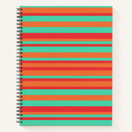 Cuaderno Rayas Vintage Rojo, Naranja y Turquesa