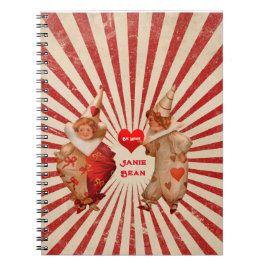 Cuaderno Rayas y payasos de San Valentín con corazón