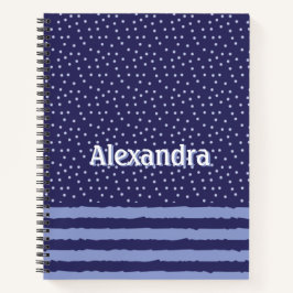 Cuaderno Rayas Y Puntos Azules Modernos Personalizados