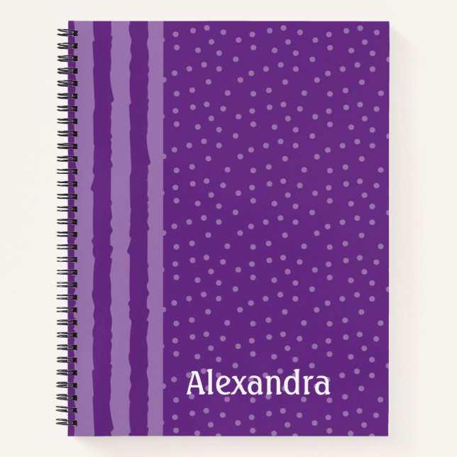 Cuaderno Rayas Y Puntos Morado Giro Personalizados (Anverso)