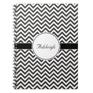 Cuaderno Rayas Zigzag Negro Blanco Chevron Moderno