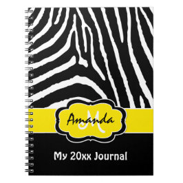 Cuaderno Rayo de cebra blanca amarilla personalizada