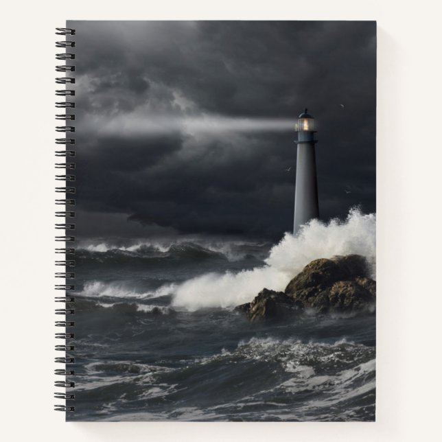 Cuaderno Rayo de luz brillando en el océano tormenta (Anverso)