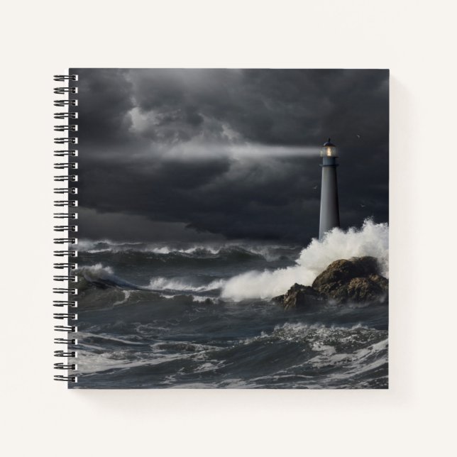 Cuaderno Rayo de luz brillando en el océano tormenta (Anverso)