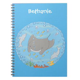 Cuaderno Rayo de manta y burbujas ilustracion personalizado