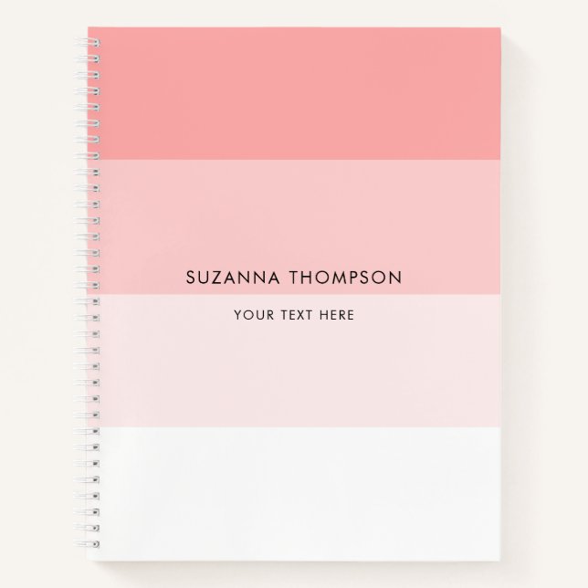 Cuaderno Rayo horizontal moderno Rubor rosa (Anverso)