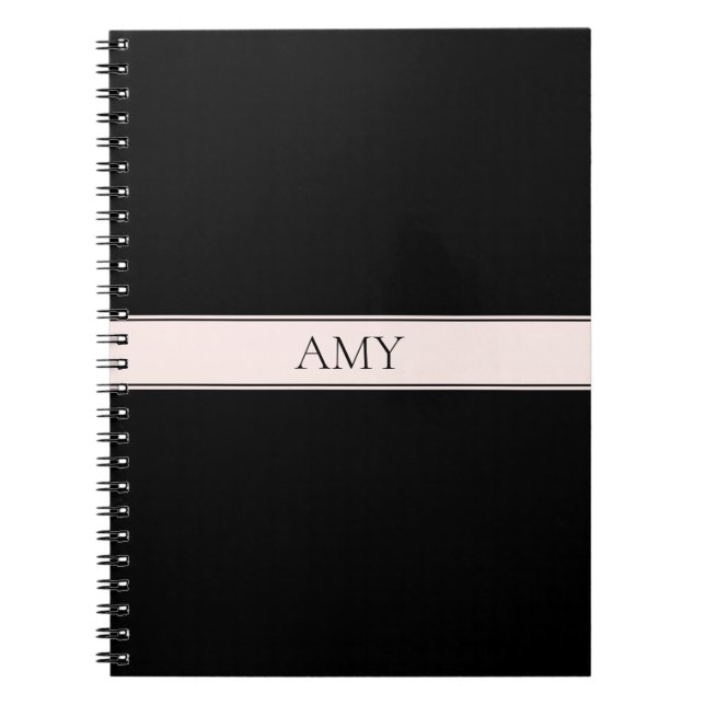 Cuaderno Rayo Rubor rosa claro y texto editable elegante (Frente)