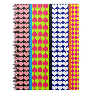 Cuaderno Rayos Corazones Diamantes Diseño Mezclado Boho