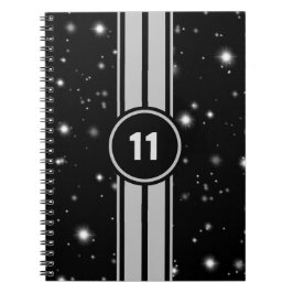 Cuaderno Rayos de Carreras negro y plateado Starlight