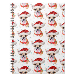 Cuaderno Raza Chihuahua Patrón de perro de acuarela Navidad