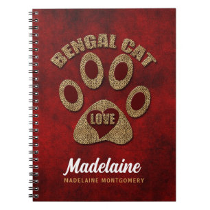 Cuaderno Raza de gato bengalí roja y chita