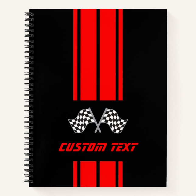 Cuaderno Raza doble roja 🏎 rayas con bandera (Anverso)