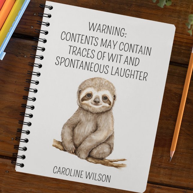 Cuaderno Razón de nombre personalizado de oferta divertida (Adorable sloth notebook with funny quote. Personalized with name or any text you want
)