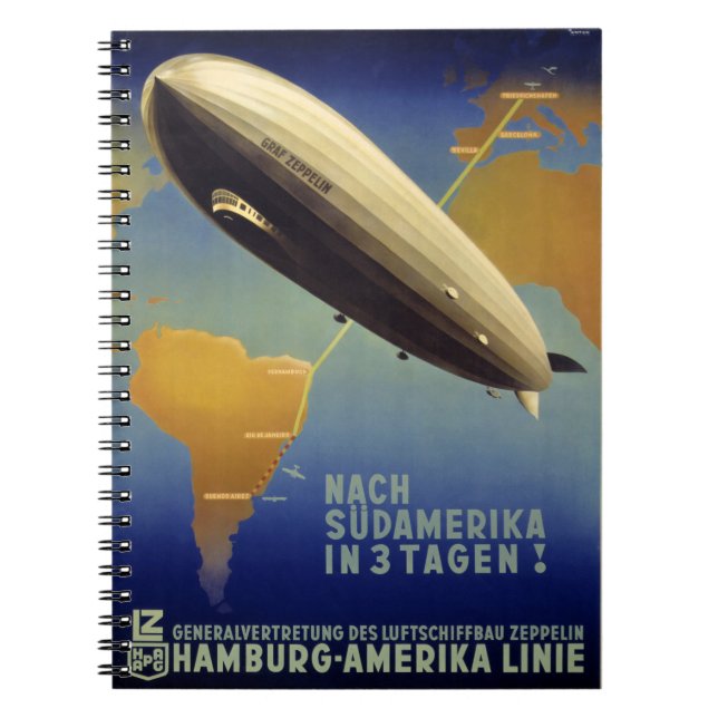 Cuaderno Reactivado el afiche de la vendimia de Graf Zeppel (Frente)
