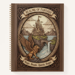 Cuaderno Realms of Fantasy Griffin Castle Wood Carved