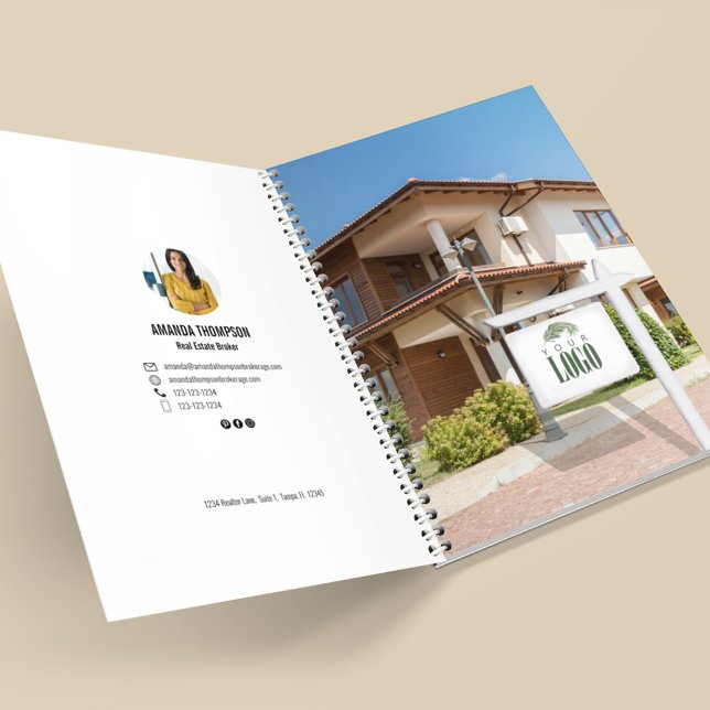 Cuaderno Realtor Añadir su Personalizado fotográfico con lo (Real Estate custom photo and logo notebook)