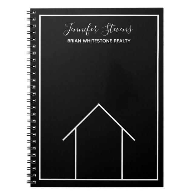 Cuaderno Realtor del Personalizado blanco negro de la Casa  (Frente)
