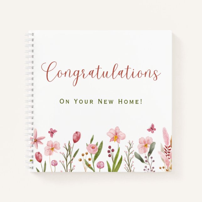 Cuaderno Realtor felicita nueva acuarela floral casera (Anverso)