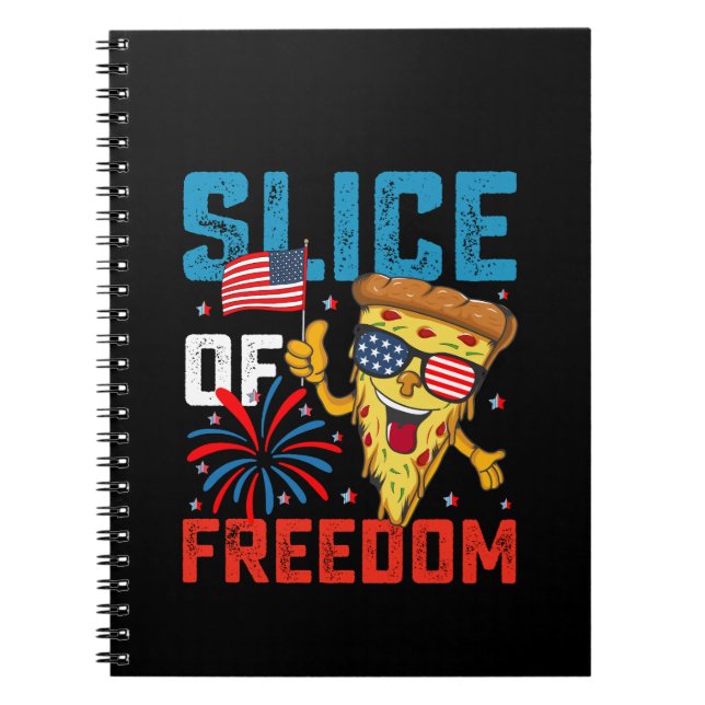 Cuaderno Rebanada de libertad 4 de julio Pizza Gafas de sol (Frente)