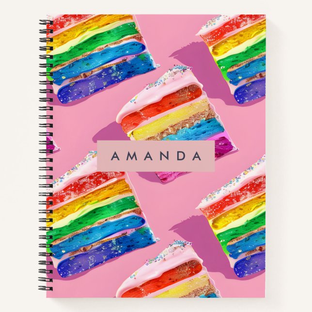 Cuaderno Rebanada de pastel de arcoíris colorido personaliz (Anverso)
