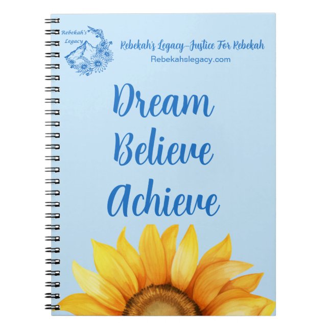 Cuaderno Rebekah’s Legacy Dream • Believe • Achieve Journal (Frente)