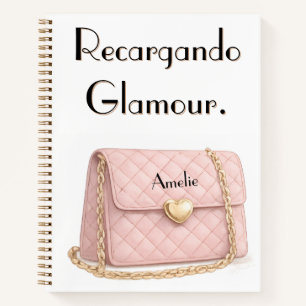 Cuaderno "Recargando Glamour" Funny Pink Purse Personalized