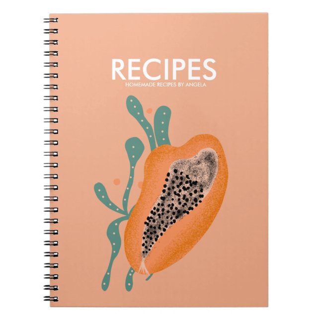 Cuaderno Receta abstracta de papaya fruta tropical (Frente)