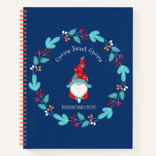 Cuaderno Receta Azul Cookbook Holiday Gnome Floral Wreath
