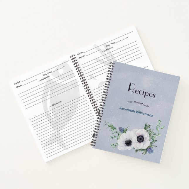 Cuaderno Receta Botánica Azul Verde Elegante (Interior)