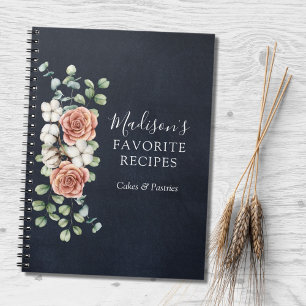 Cuaderno Receta Botánica Floral de Eucalipto Rosa Rústica