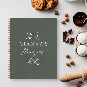Cuaderno Receta Botánica Verde Personalizada