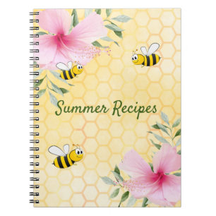 Cuaderno Receta burbuja abejas amarillas panecillos rosados