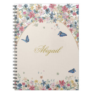 Cuaderno Receta Campo Flores Mariposa Elegante