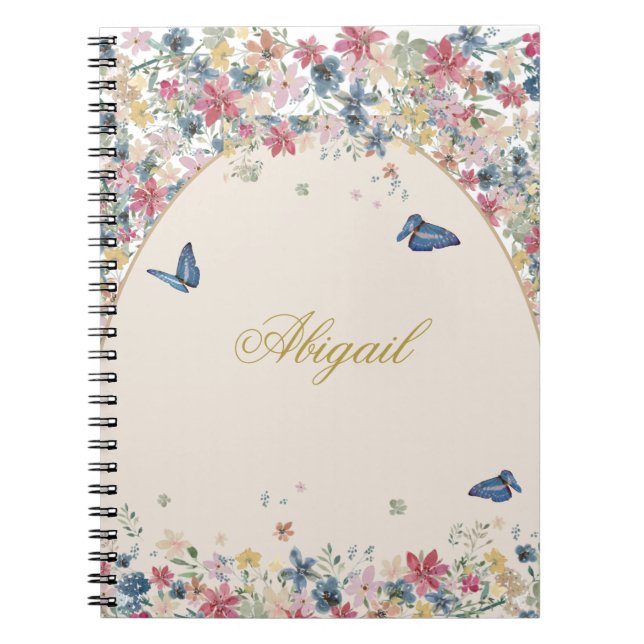 Cuaderno Receta Campo Flores Mariposa Elegante  (Frente)