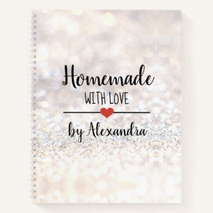 Cuaderno Receta casera con purpurina blanco amoroso